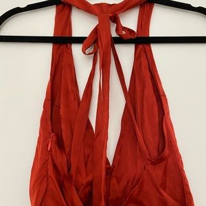 For Love and Lemons Skivvies Red Silk Bodysuit